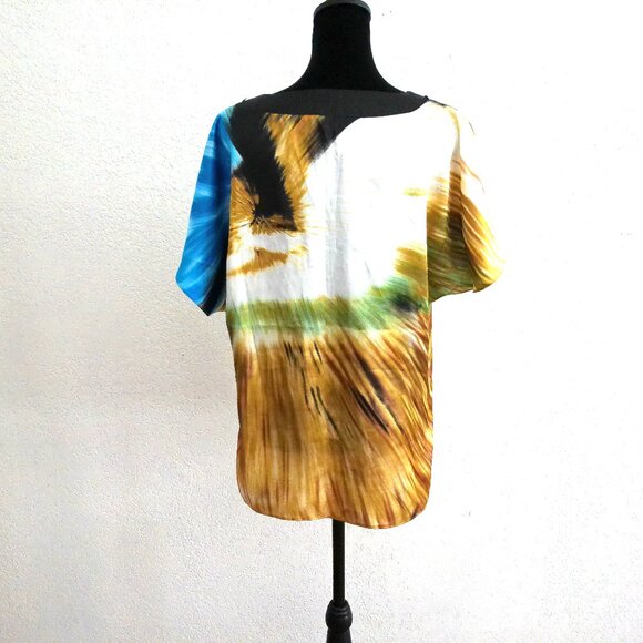 Madison Paige, Multi color abstract short sleeves shirt, - Picture 4 of 7